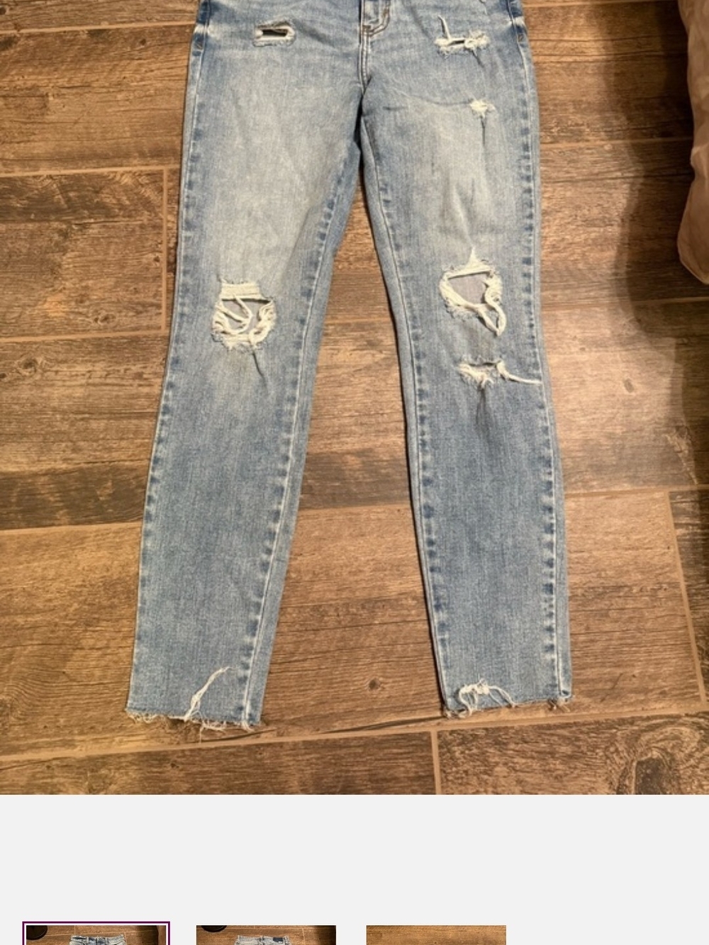 Women’s Straight Leg Distressed Light Blue Jeans